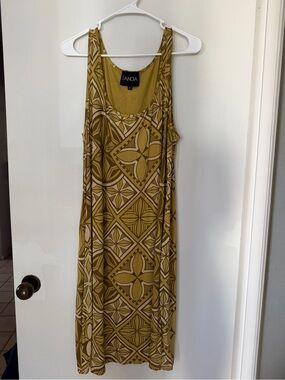 Tanoa Hawaii Tribal Yellow All over Tank Dress 2XL Sleeveless Flowy